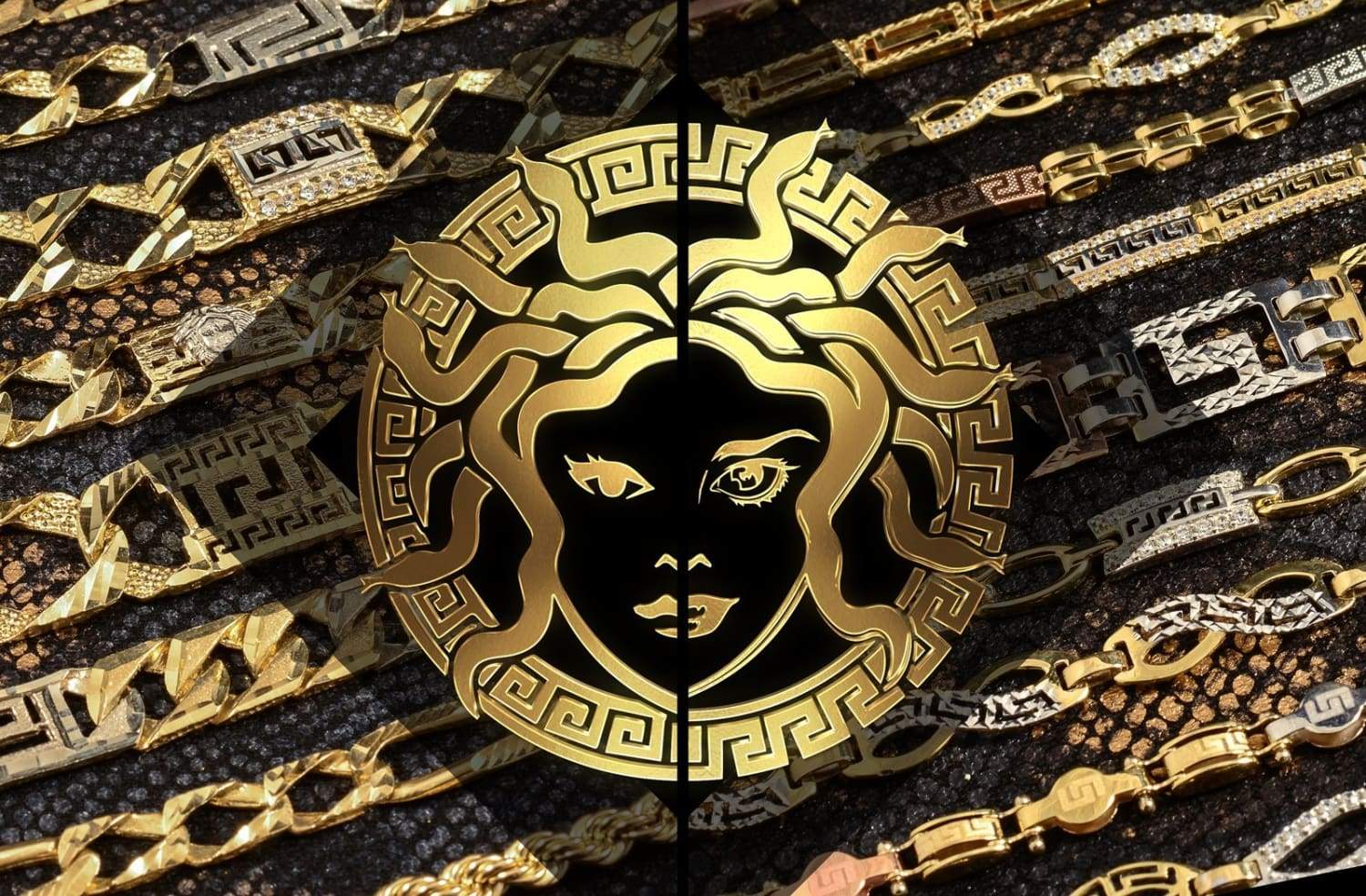 Bijoux Hommes et Femmes en Or Jaune avec logo de Médusa