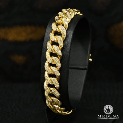 Bracelet à Diamants en Or 10K | Bracelet Homme 10mm Bracelet Cuban Link Diamant
