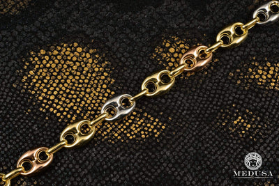 Bracelet en Or 10K | Bracelet Homme 10mm Bracelet Gucci Puff 3 Tons
