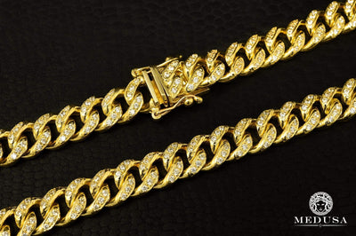 Bracelet en Or 10K | Bracelet Homme 11mm Bracelet Cuban Link