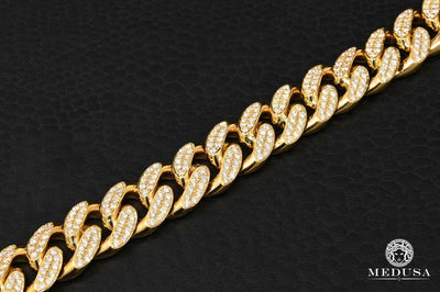 Bracelet à Diamants en Or 10K | Bracelet Homme 14mm Bracelet Cuban Iced Out
