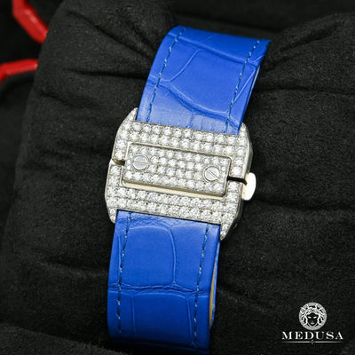 Montre Cartier | Montre Homme 40mm Cartier Santos 100 Iced - Bleu Crocodile Stainless