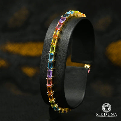 Bracelet à Diamants en Or 10K | Bracelet Homme 4mm Tennis - Rainbow Or Jaune