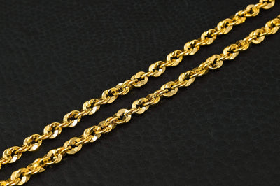 10K Gold Chain, 6mm Rope Half-Cut Chain