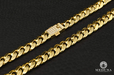 Bracelet en Or 10K | Bracelet Homme 8mm Bracelet Cuban Solid Diamond Lock