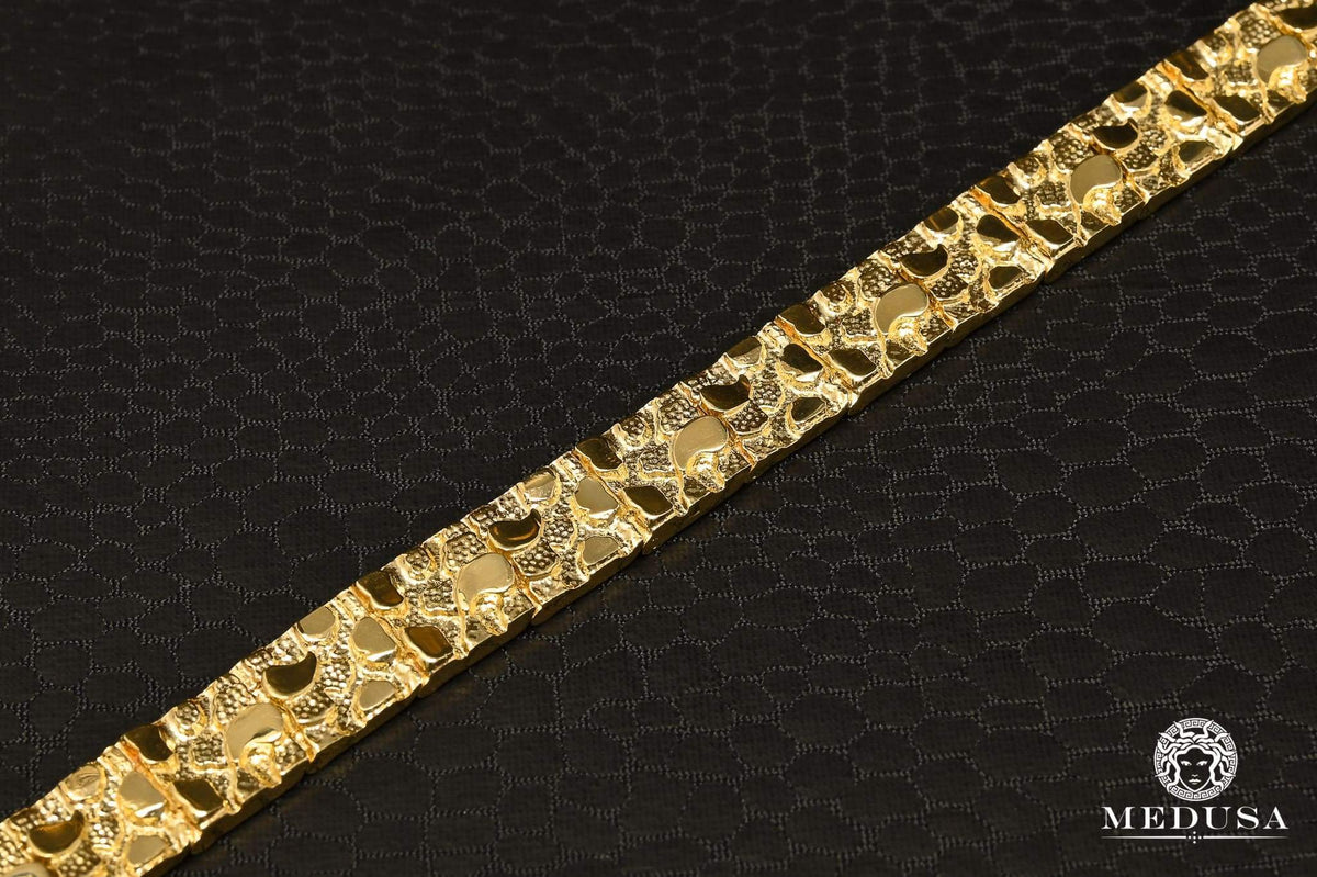 Bracelet en Or 10K | Bracelet Homme 8mm Bracelet Nugget 8.5’’ / Or Jaune