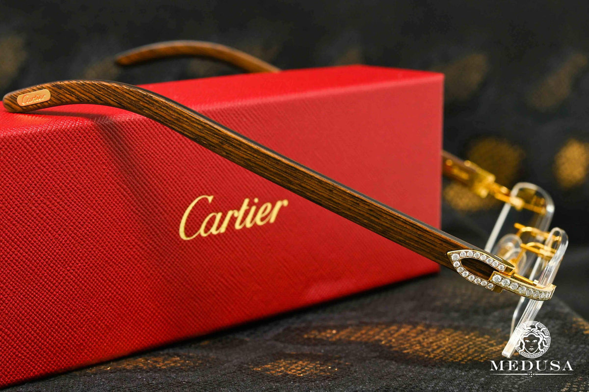 Lunette Cartier | Lunette Homme Cartier Signature C | Gold & Wood Or Jaune