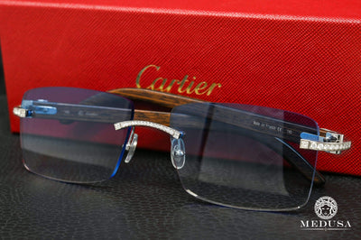 Lunette Cartier | Lunette Homme Cartier Signature C | Silver & Wood Stainless
