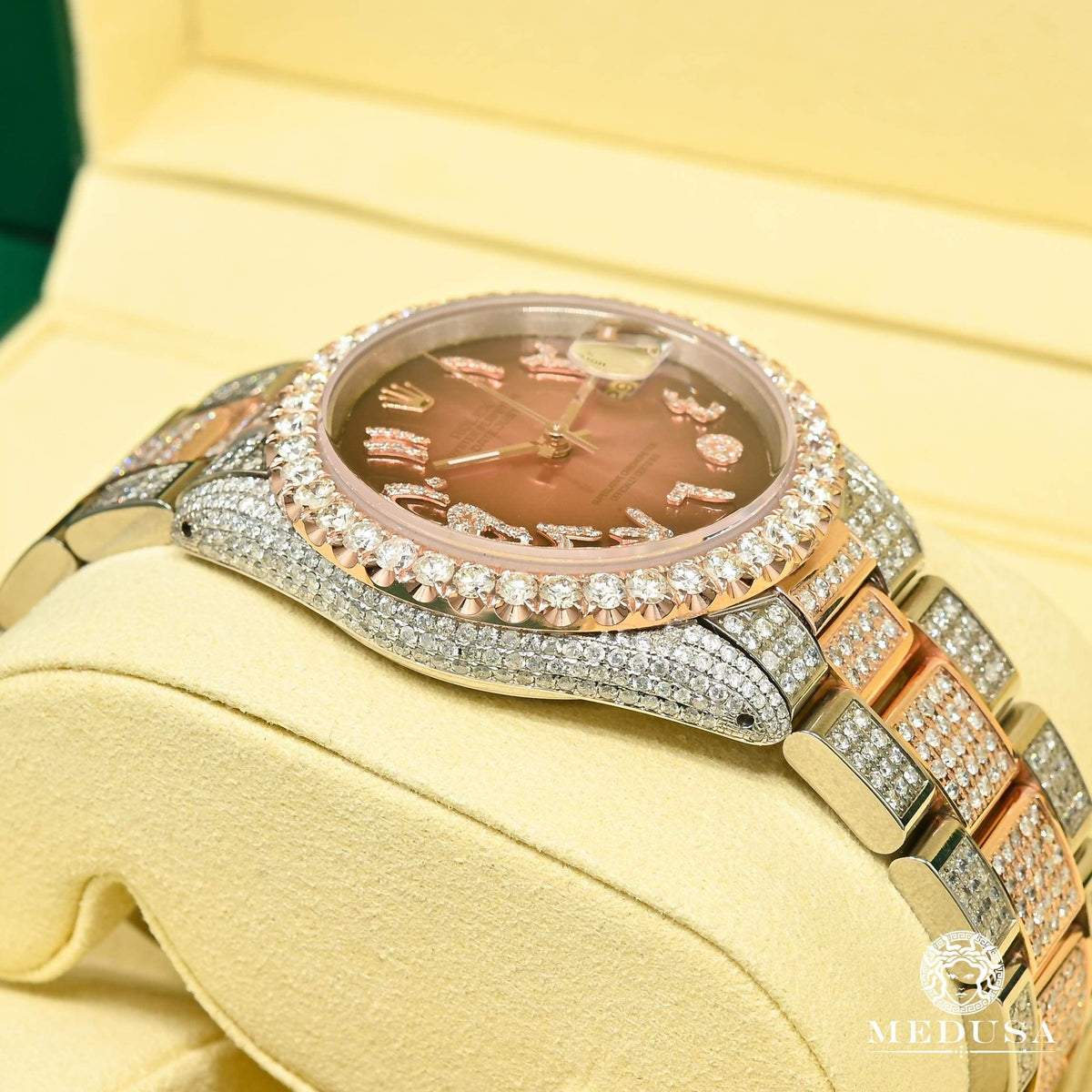 Montre Rolex | Montre Homme Datejust 36mm - Rose 2 Tons Arabic Chocolate Or Rose 2 Tons