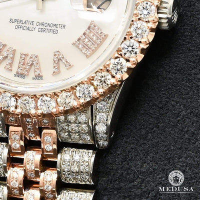Montre Rolex | Montre Homme Datejust 36mm - Rose 2 Tons Iced Out Or Rose 2 Tons