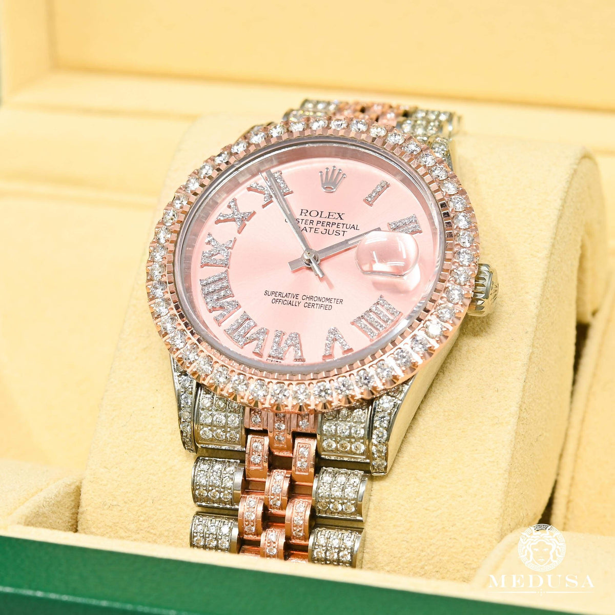 Montre Rolex | Montre Homme Datejust 36mm - Rose Dial Iced Out Or Rose 2 Tons