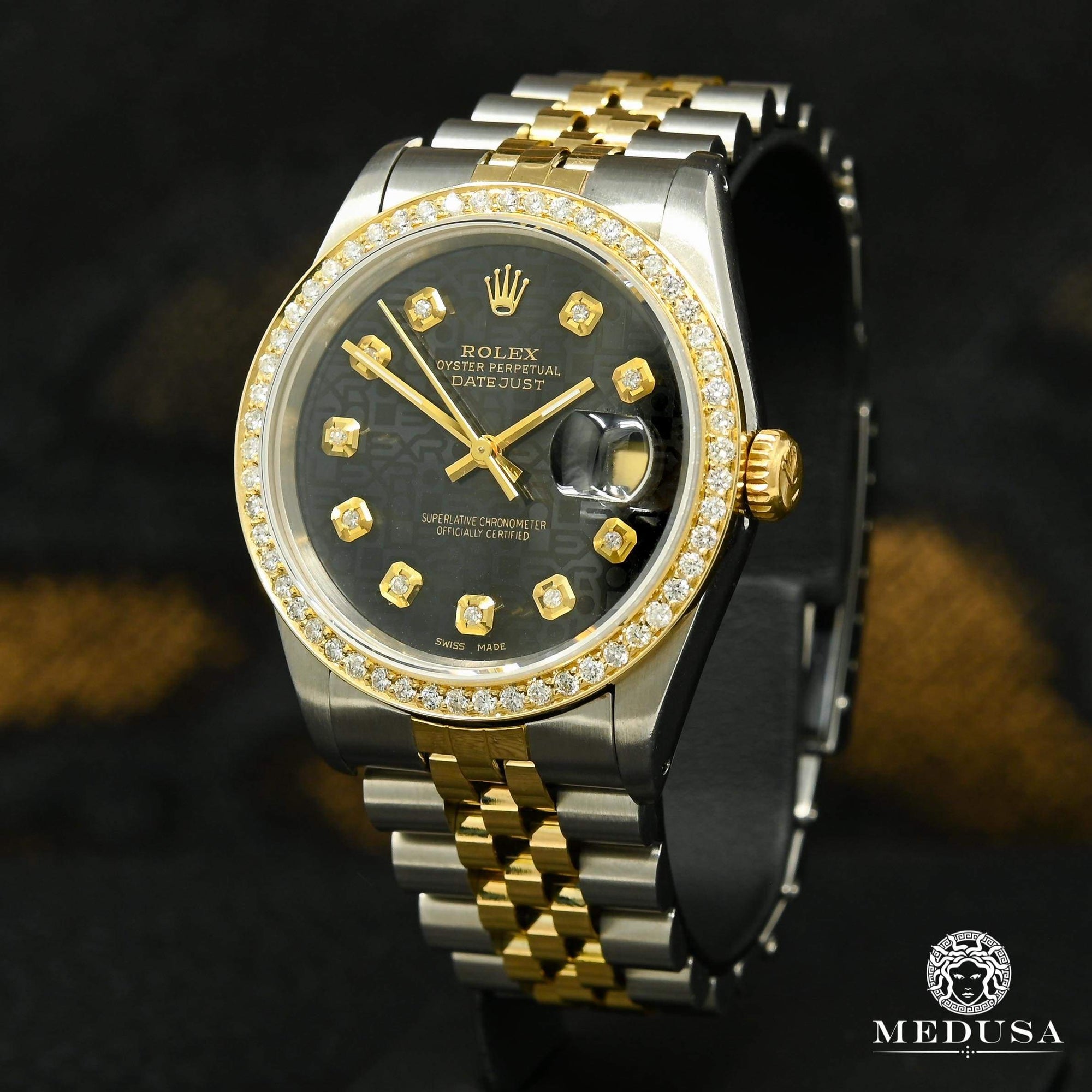Montre Rolex | Montre Homme Rolex Datejust 36mm - Noir Jubilee 1.00CT Or 2 Tons