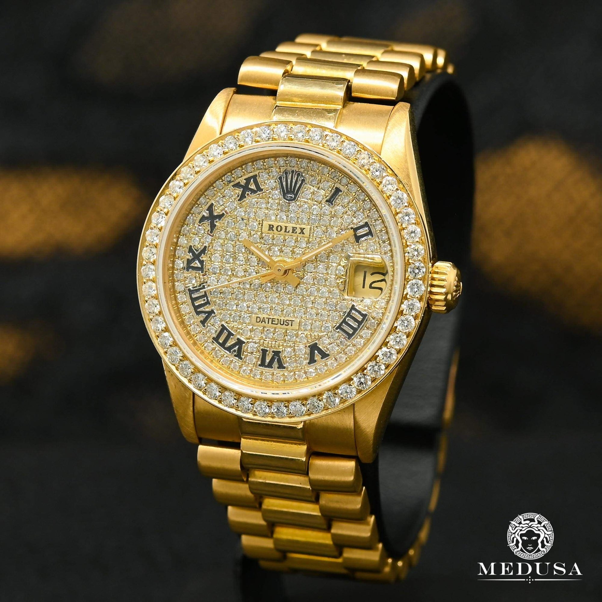 Montre Rolex | Montre Femme Rolex Lady-Datejust 31mm - President Iced Or Jaune