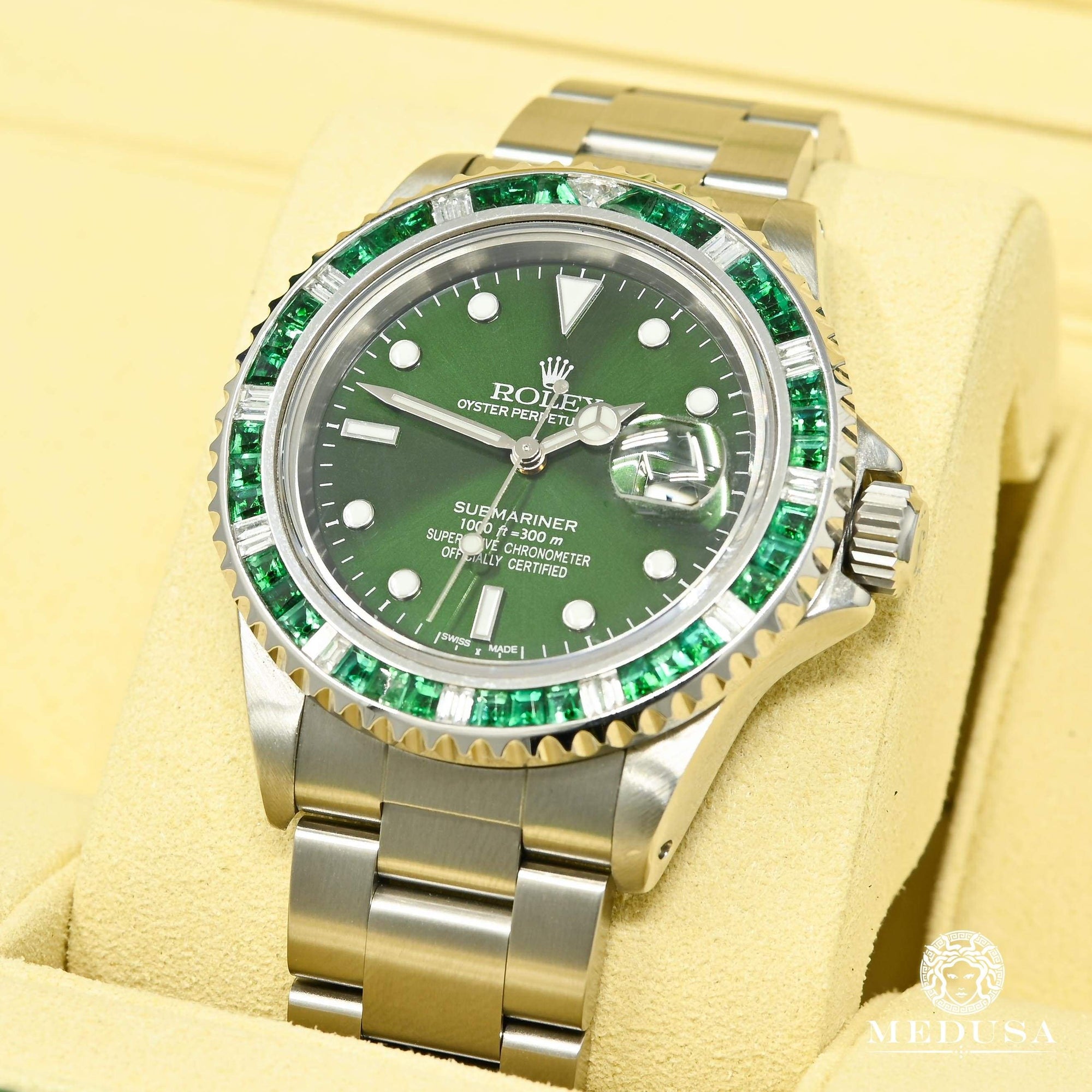 Rolex Watch | Rolex Submariner 40mm - Hulk Diamond & Emerald Mens Watch | Medusa Jewelry